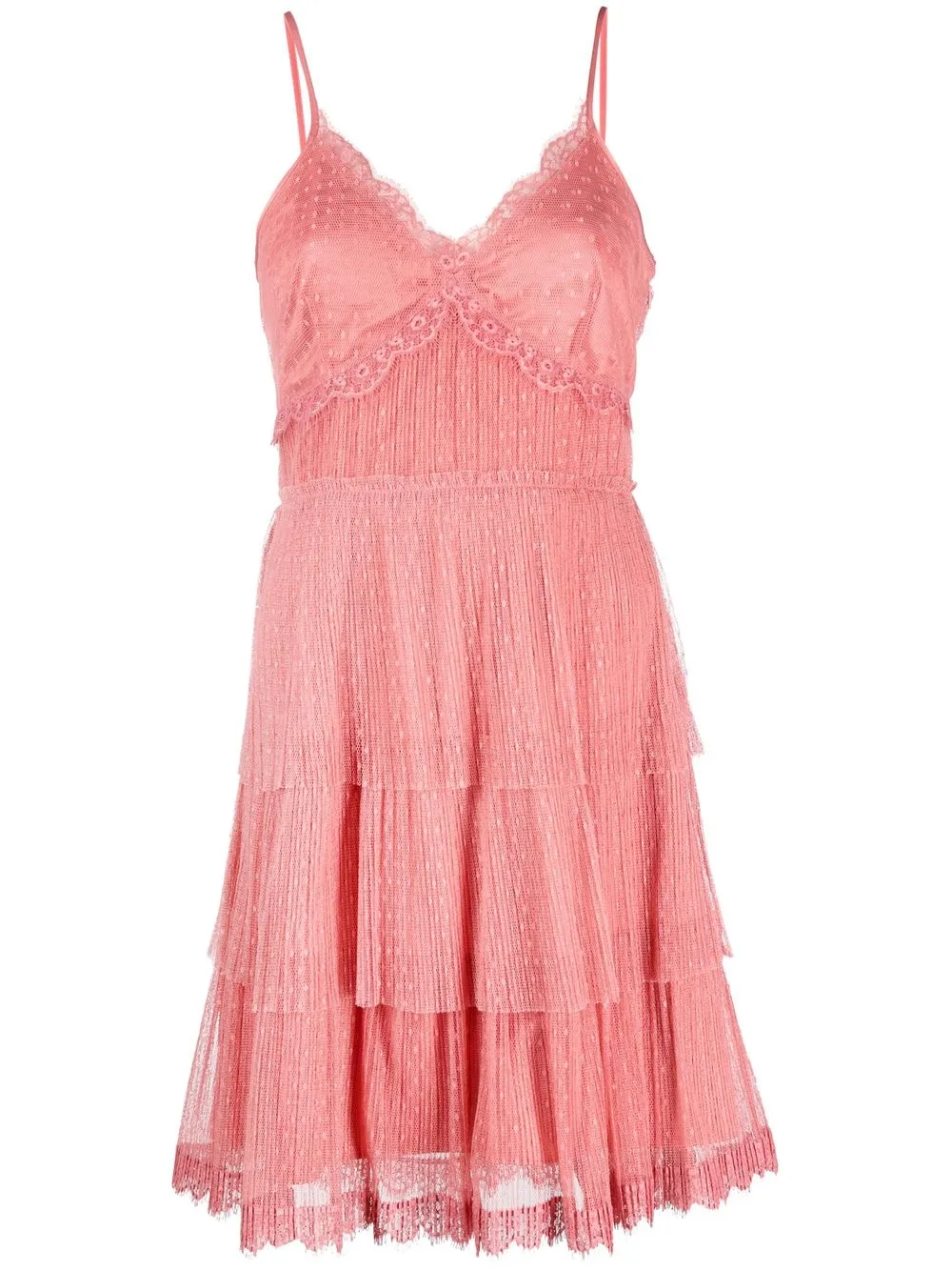 Twinset Lace-trim Ruffled Mini Dress In Rosa