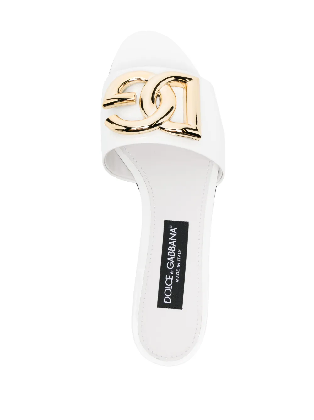 Dolce And Gabbana Logo Plaque Flat Sandals Farfetch