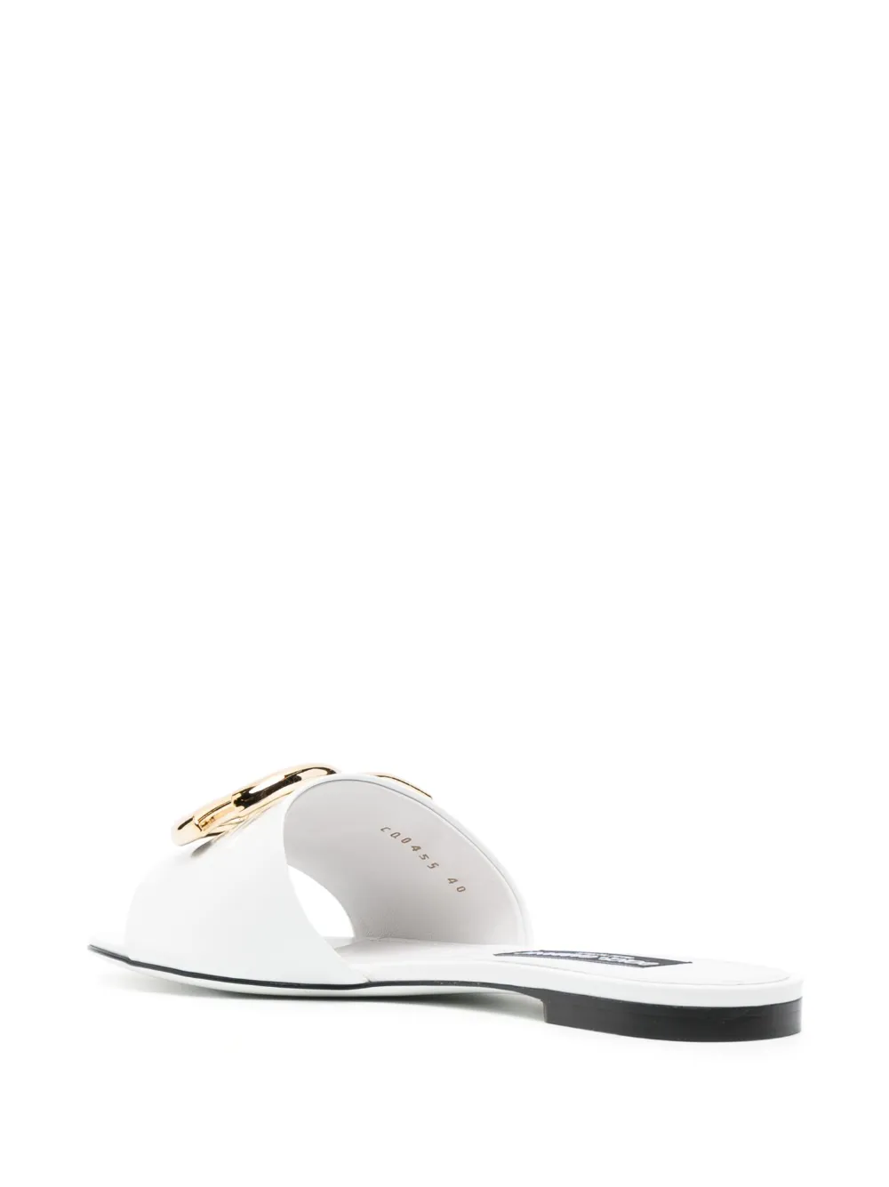 Dolce And Gabbana Logo Plaque Flat Sandals Farfetch