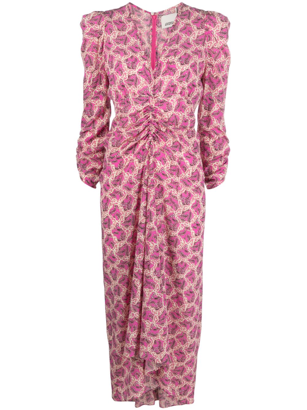 ISABEL MARANT Albini printed silk midi dress - Pink