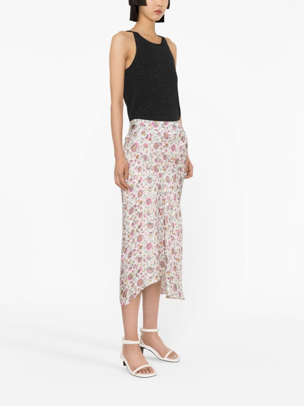 Shop Isabel Marant Lisanne Floral-print Asymmetric Skirt In White