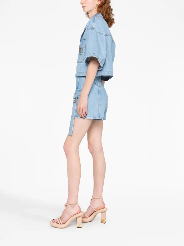 FENDI Baguette Denim Cargo Shorts | Blue | FARFETCH