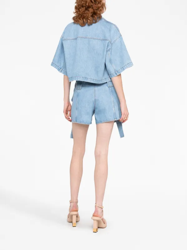【関税込み】fendi FF CHAMBRAY DENIM SHORTS FENDI FF-distressed Denim Shorts | Blue | FARFETCH