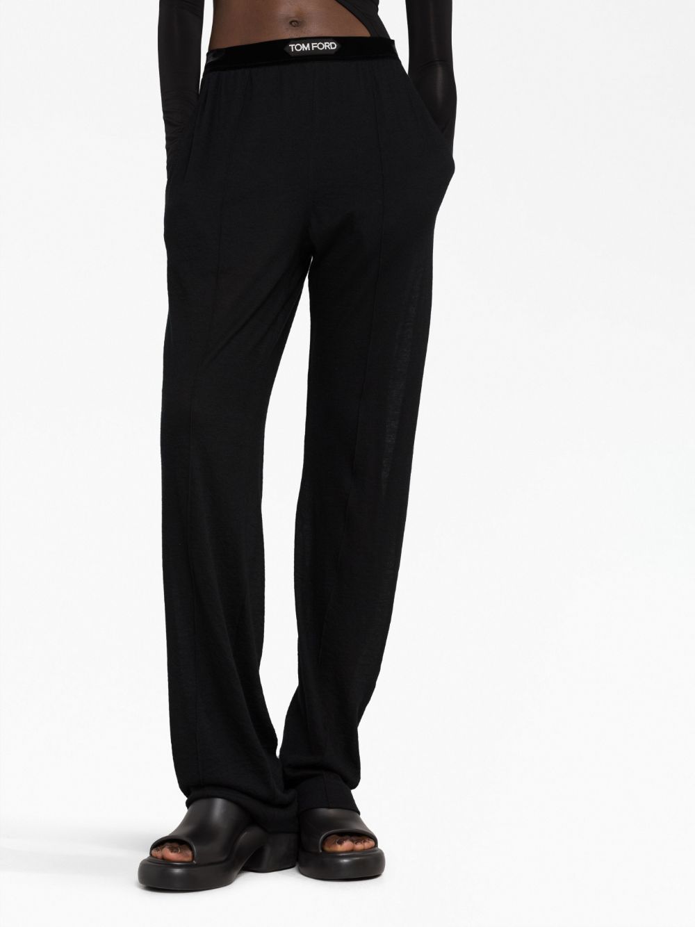 Shop Tom Ford Logo-waistband Cashmere Track Pants In Black
