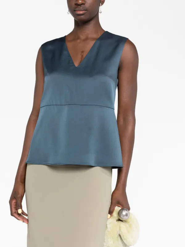 Jil Sander V-neck Tank Top | Blue | FARFETCH AO