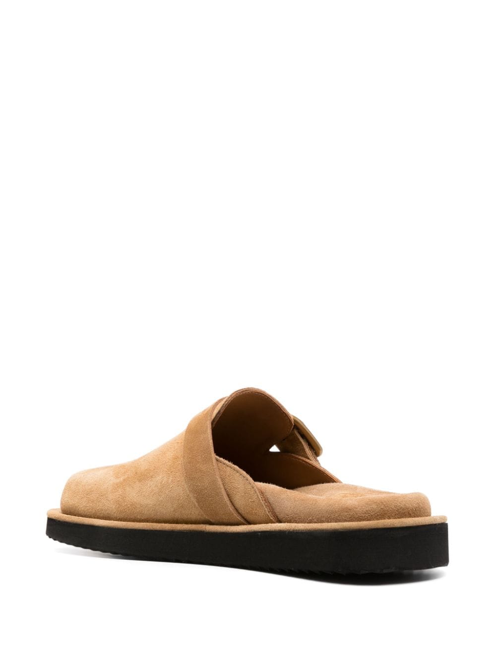 Shop Polo Ralph Lauren Buckle-strap Suede Mules In Brown