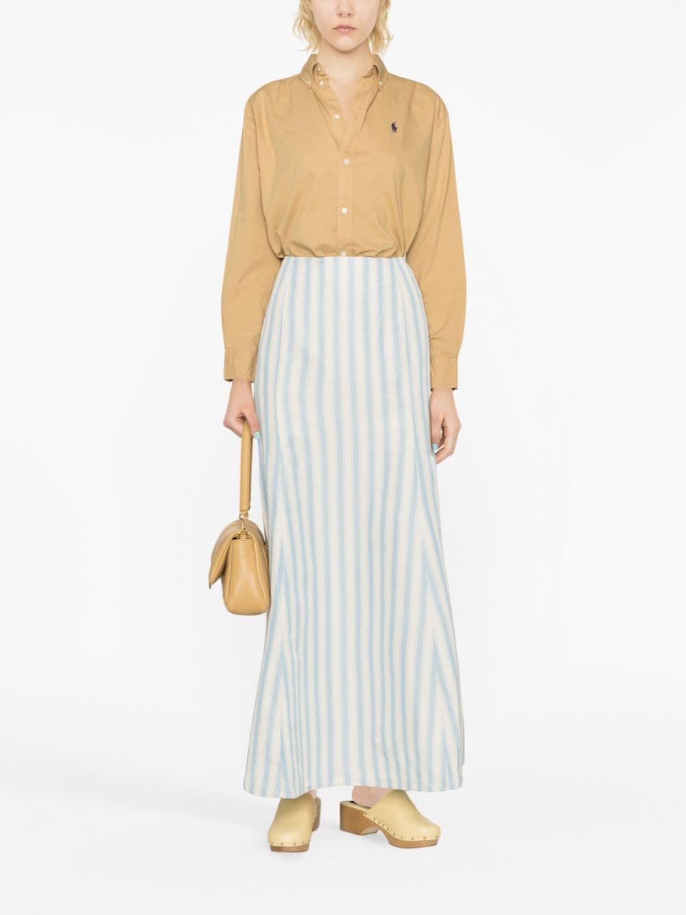 Shop Polo Ralph Lauren Stripe-print Maxi Skirt In Blue