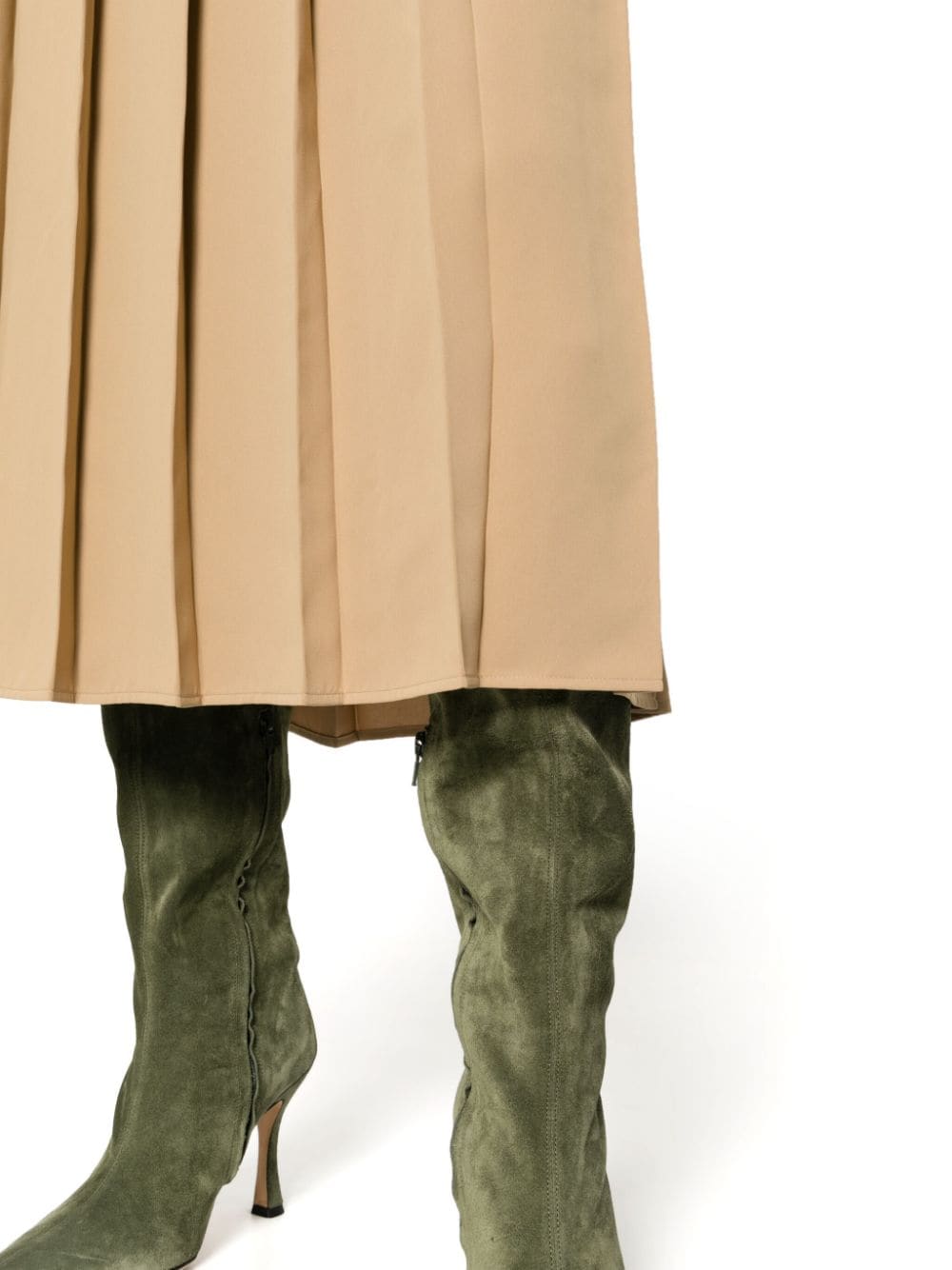 Shop Polo Ralph Lauren Pleated High-waist Skirt In Brown