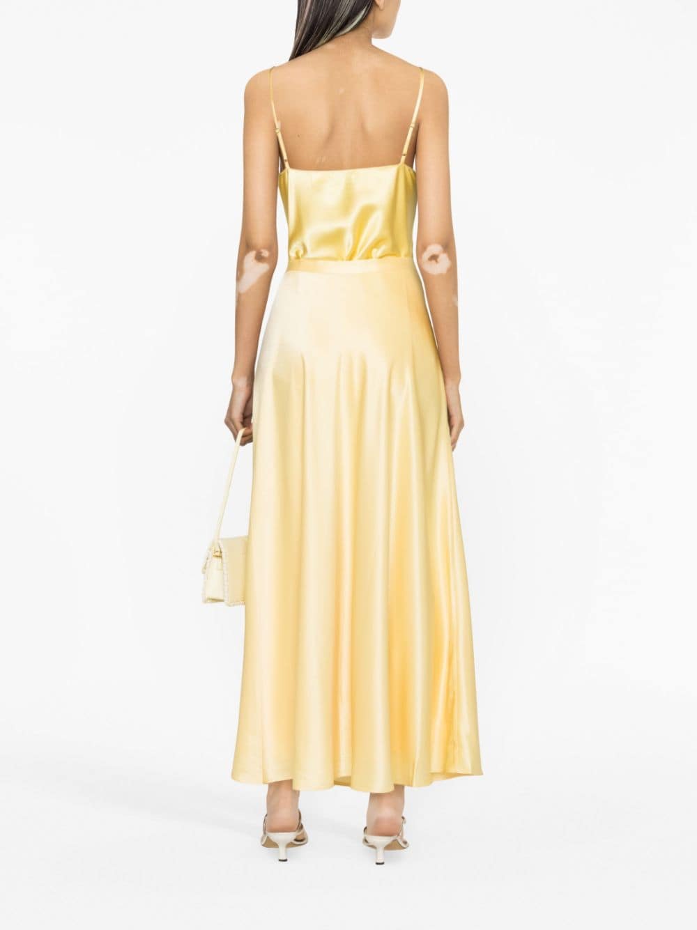 Shop Polo Ralph Lauren Flared Satin Maxi Skirt In Yellow
