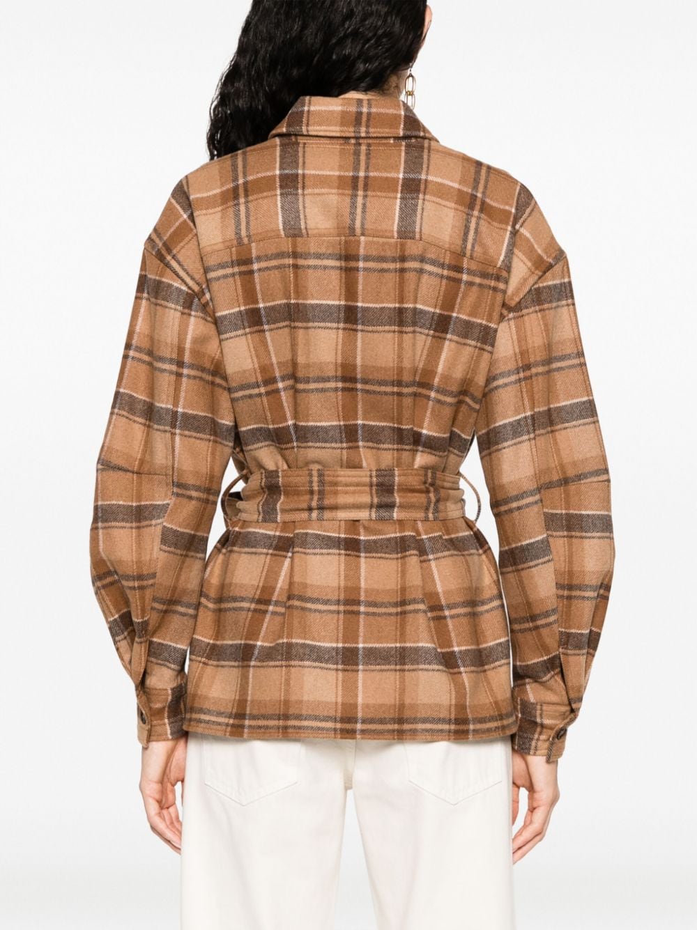 Shop Polo Ralph Lauren Plaid-check Belted Shirt In Brown