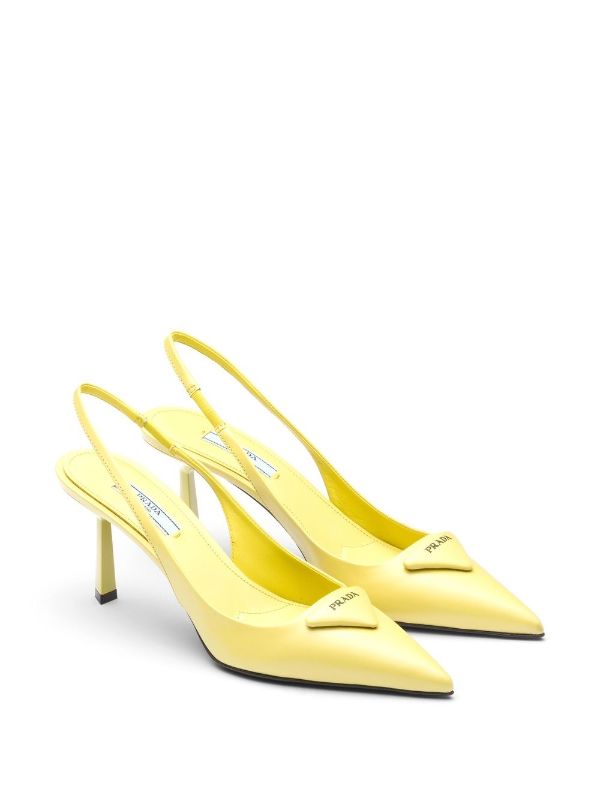 Prada Triangle Logo Slingback Pumps - Farfetch