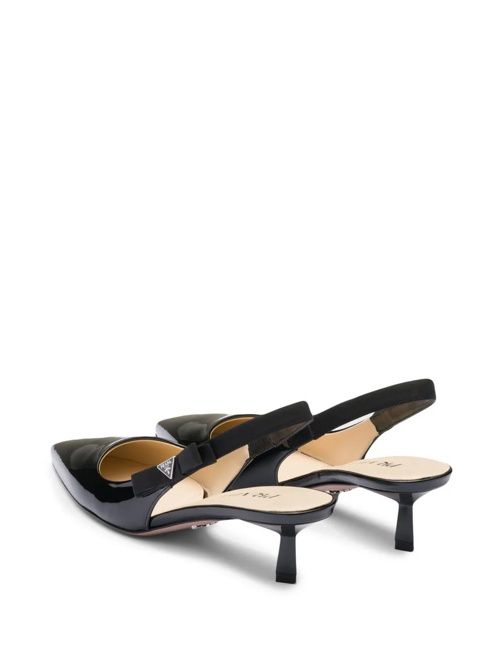 Shop Prada Patent-leather Slingback Pumps In Black