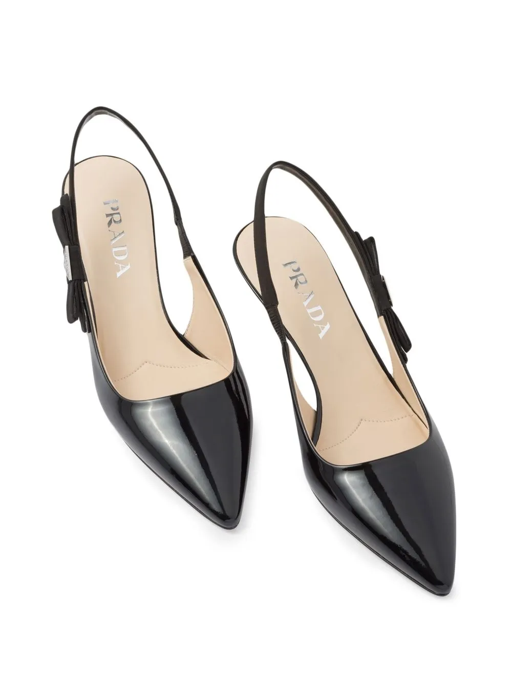 Shop Prada Patent-leather Slingback Pumps In Black