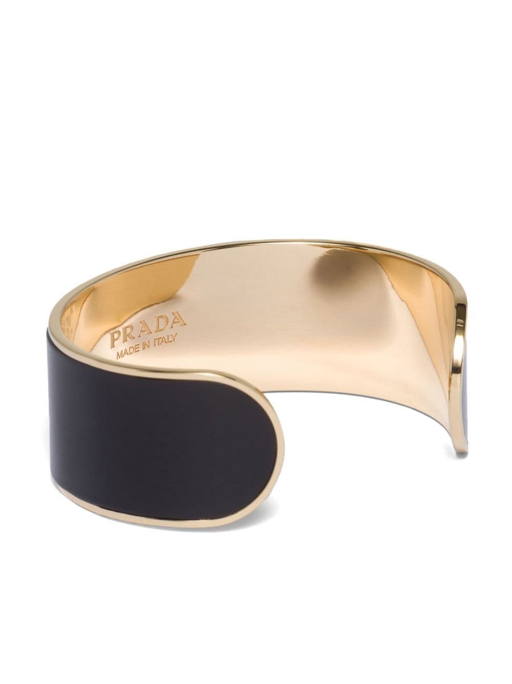 Shop Prada Logo-detail Cuff Bracelet In Black