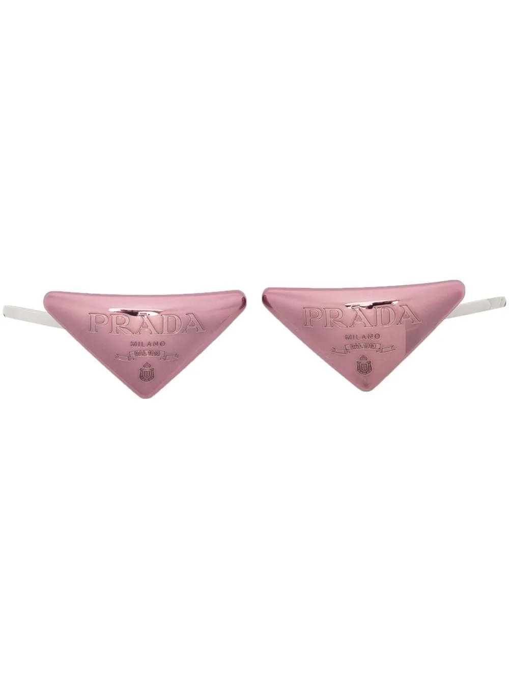 

Prada triangle logo hair slides - Pink