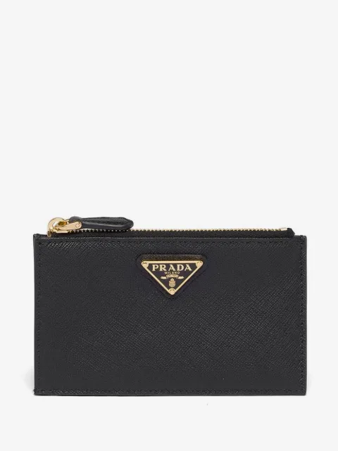 Prada leather logo-plaque card holder 
