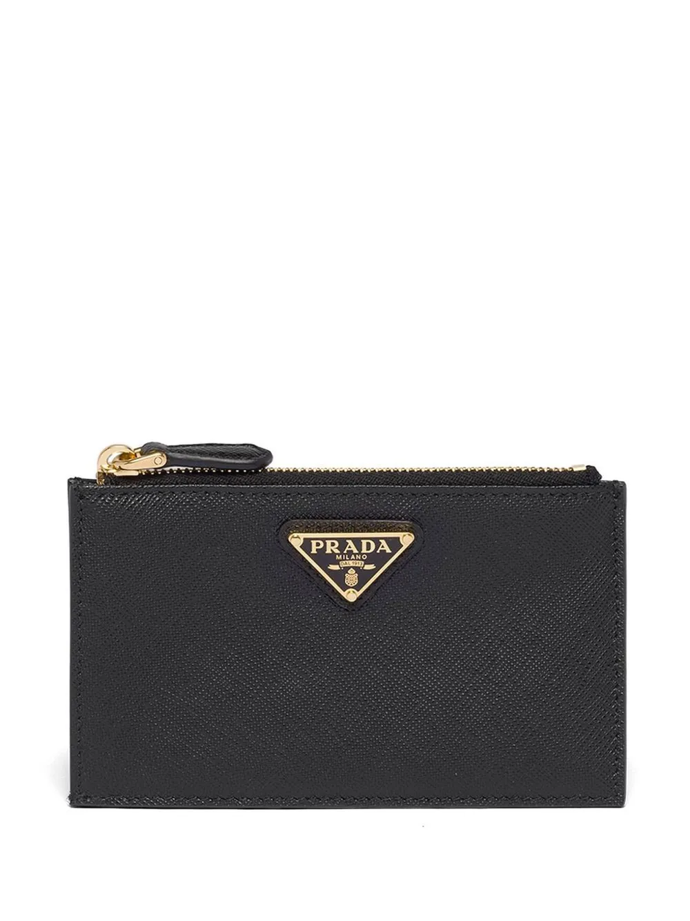 Prada Leather Logo-plaque Card Holder In Black