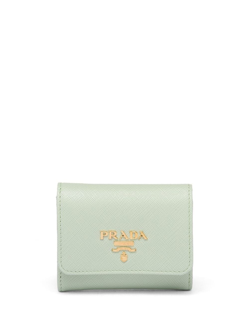 Prada Leather Logo-detail Wallet In Green