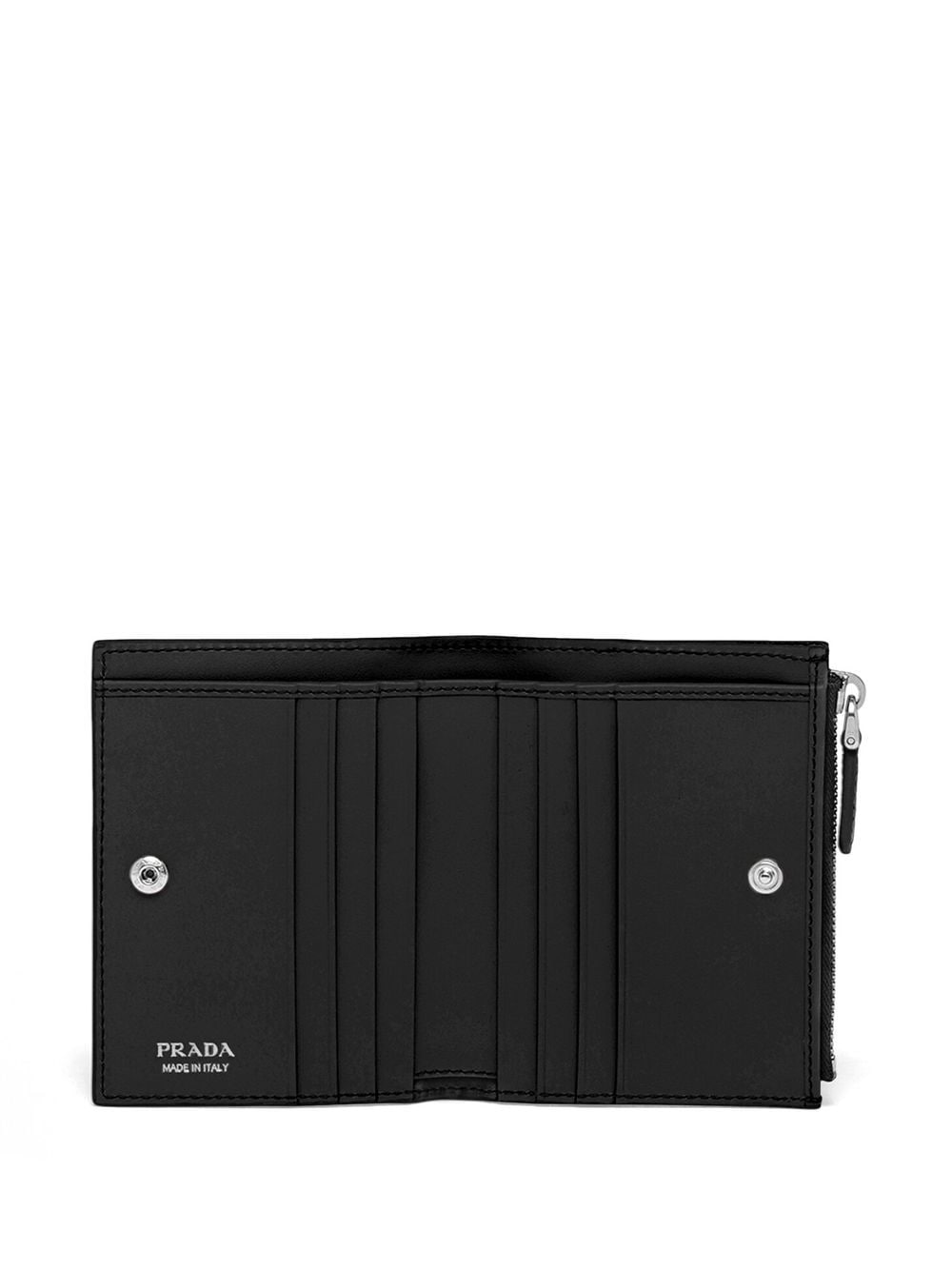 Shop Prada Small Triangle-logo Leather Wallet In Black