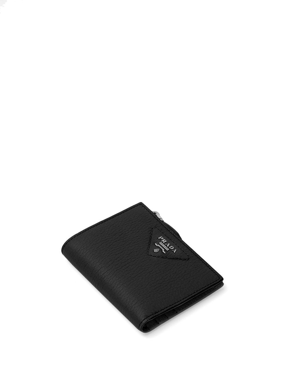 Shop Prada Small Triangle-logo Leather Wallet In Black