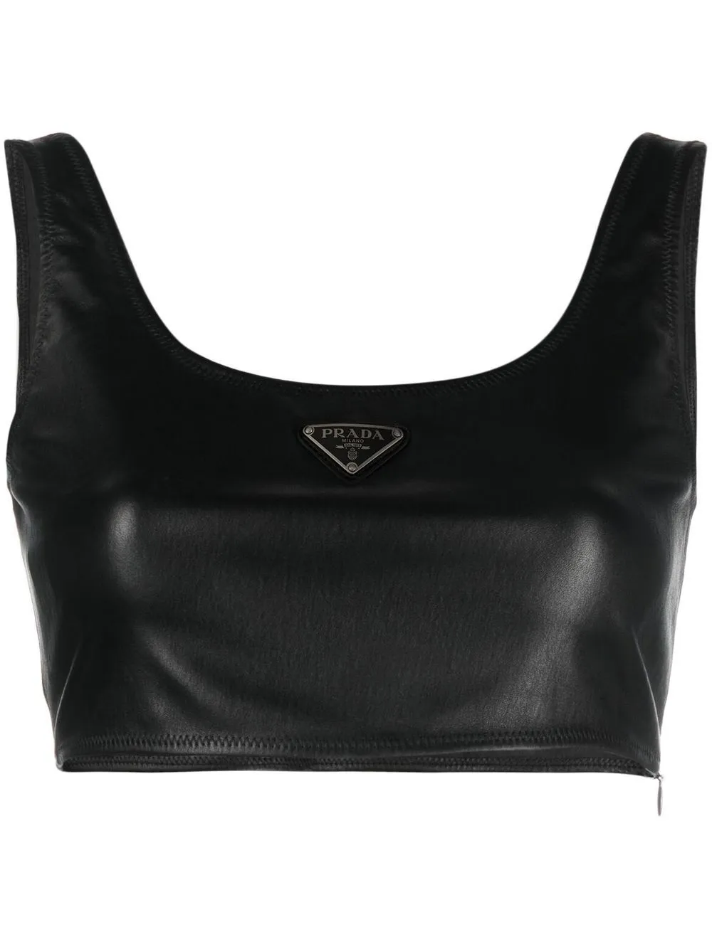 

Prada triangle-logo cropped tank top - Black