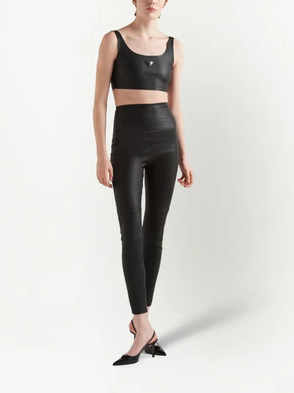 Prada Logo Cotton Crop Top (Black)