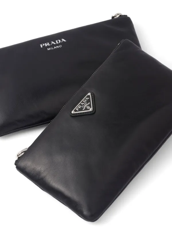 PRADA正規品/送料関税込み Logo triangle pouch bag Prada Triangle Logo Pouch | Black | FARFETCH