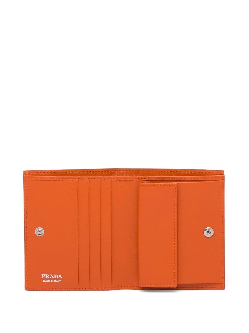 Shop Prada Small Logo-plaque Leather Wallet In Orange
