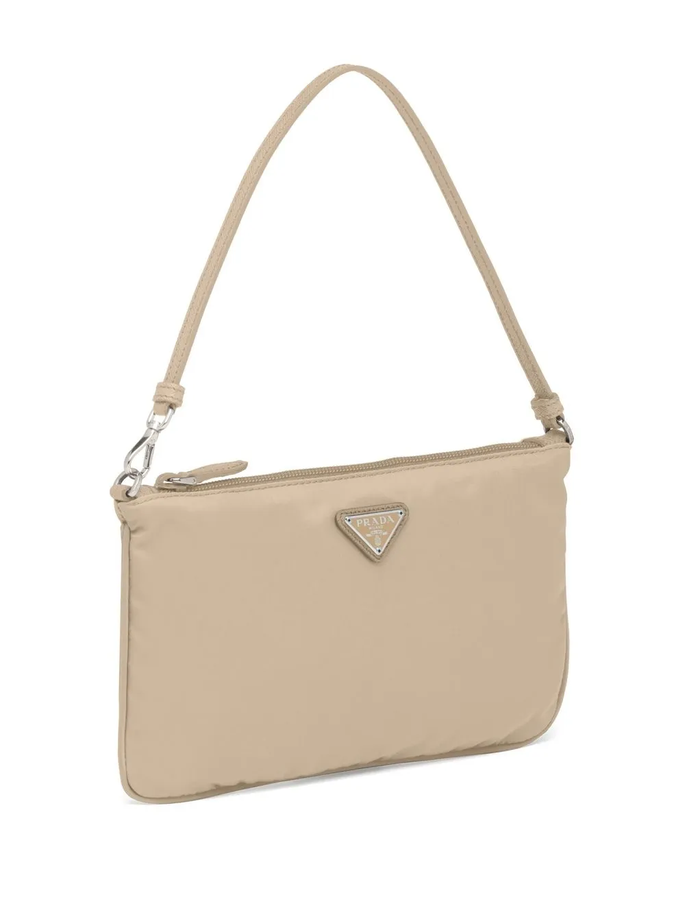 Prada Logo-plaque Re-nylon Bag In Sand