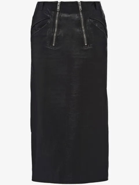 Prada jupe crayon en cuir à double zip