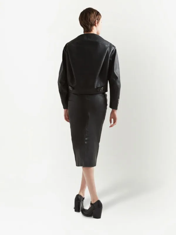 Prada ダブルジップ レザーペンシルスカート | ブラック | FARFETCH JP