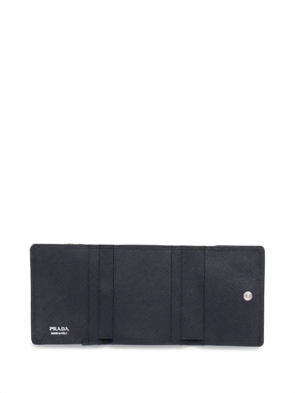 Shop Prada Triangle Logo Leather Wallet In Black