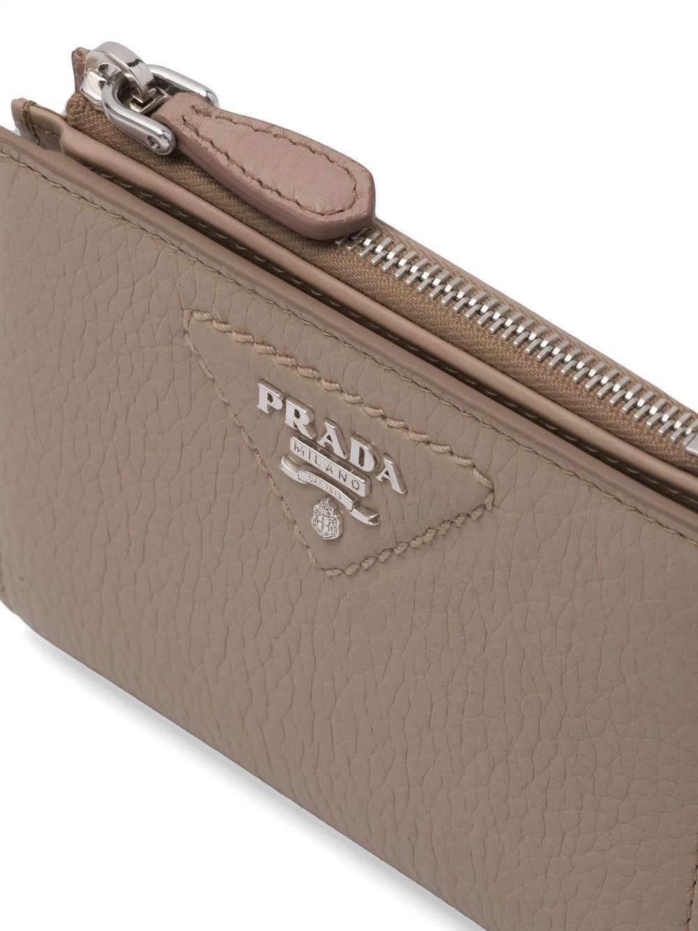 Shop Prada Logo-engraved Leather Bi-fold Wallet In Brown