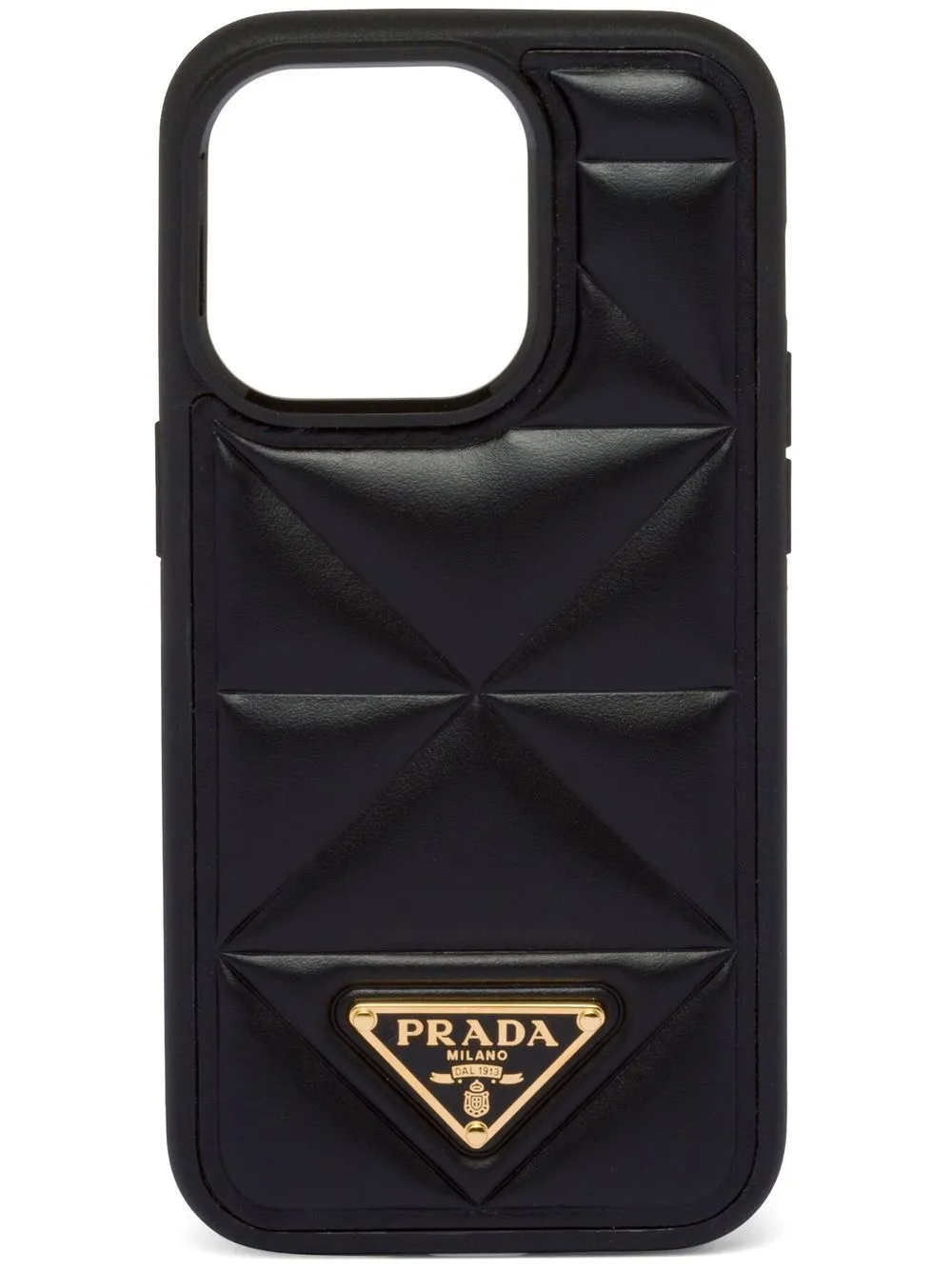 Prada iPhone 14 Pro padded design case women Leather One Size Black