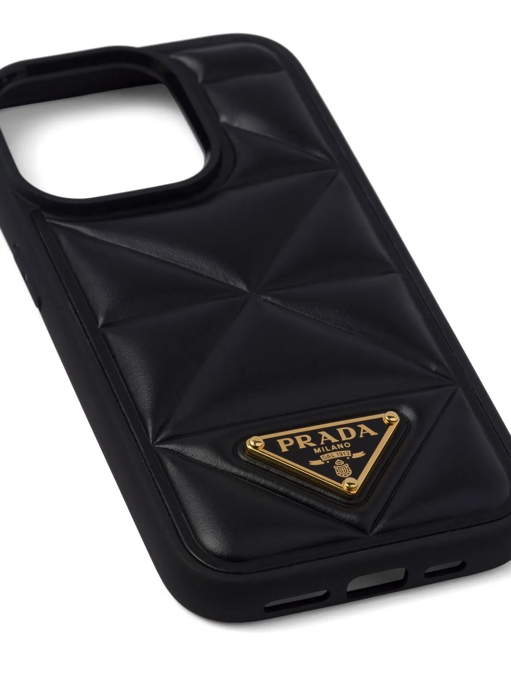 Shop Prada Iphone 14 Pro Padded-design Case In Schwarz