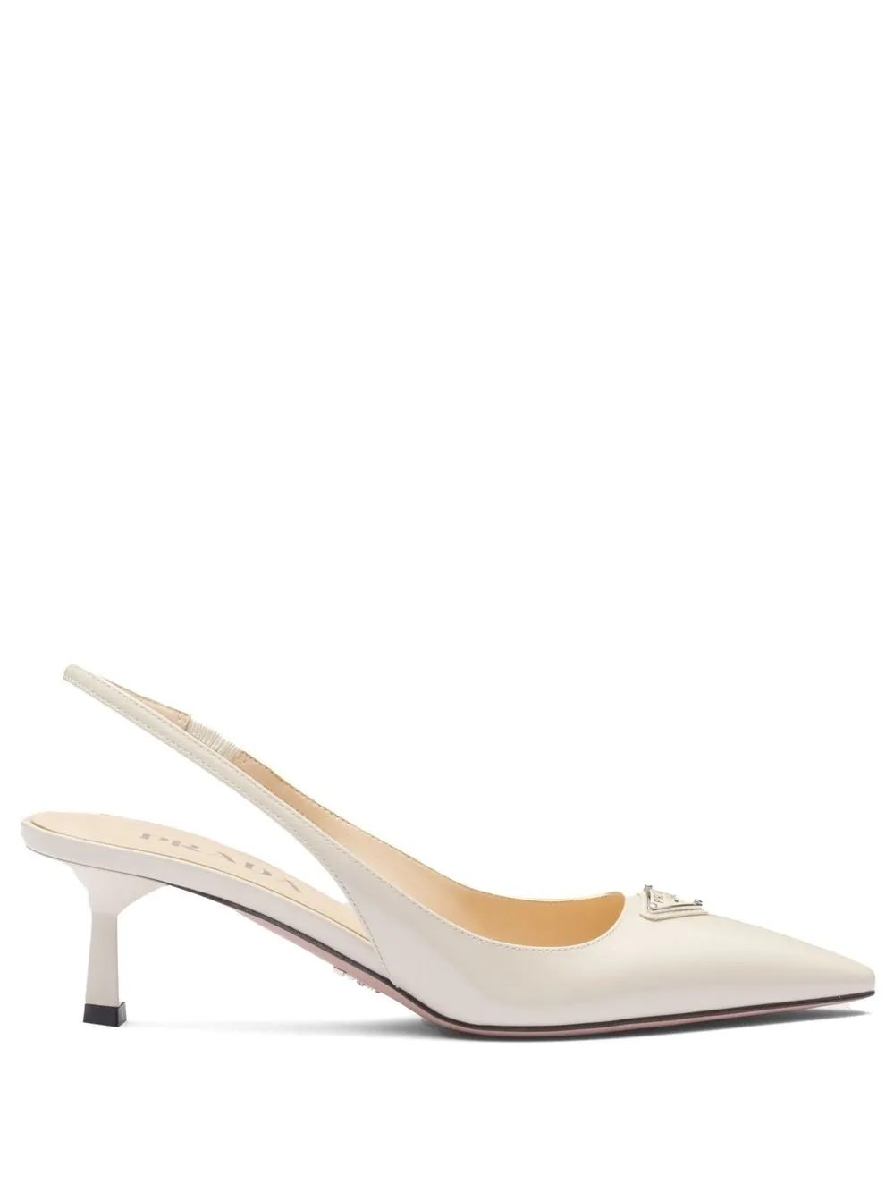 

Prada patent-finish triangle-logo pumps - Neutrals