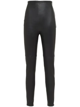 Prada high rise nappa leather Leggings Black FARFETCH UK