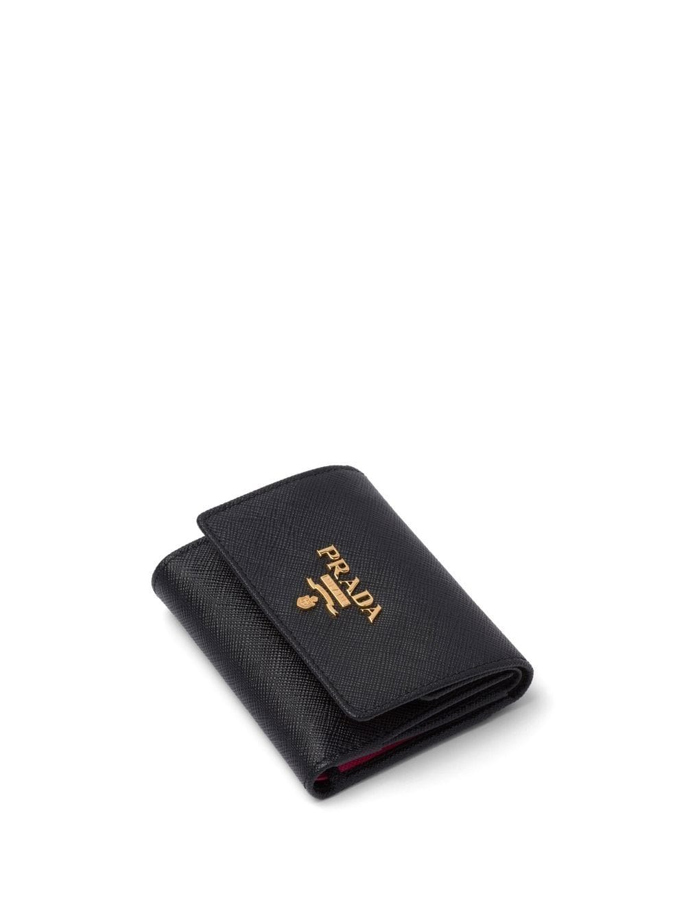 Shop Prada Logo-lettering Leather Wallet In Black