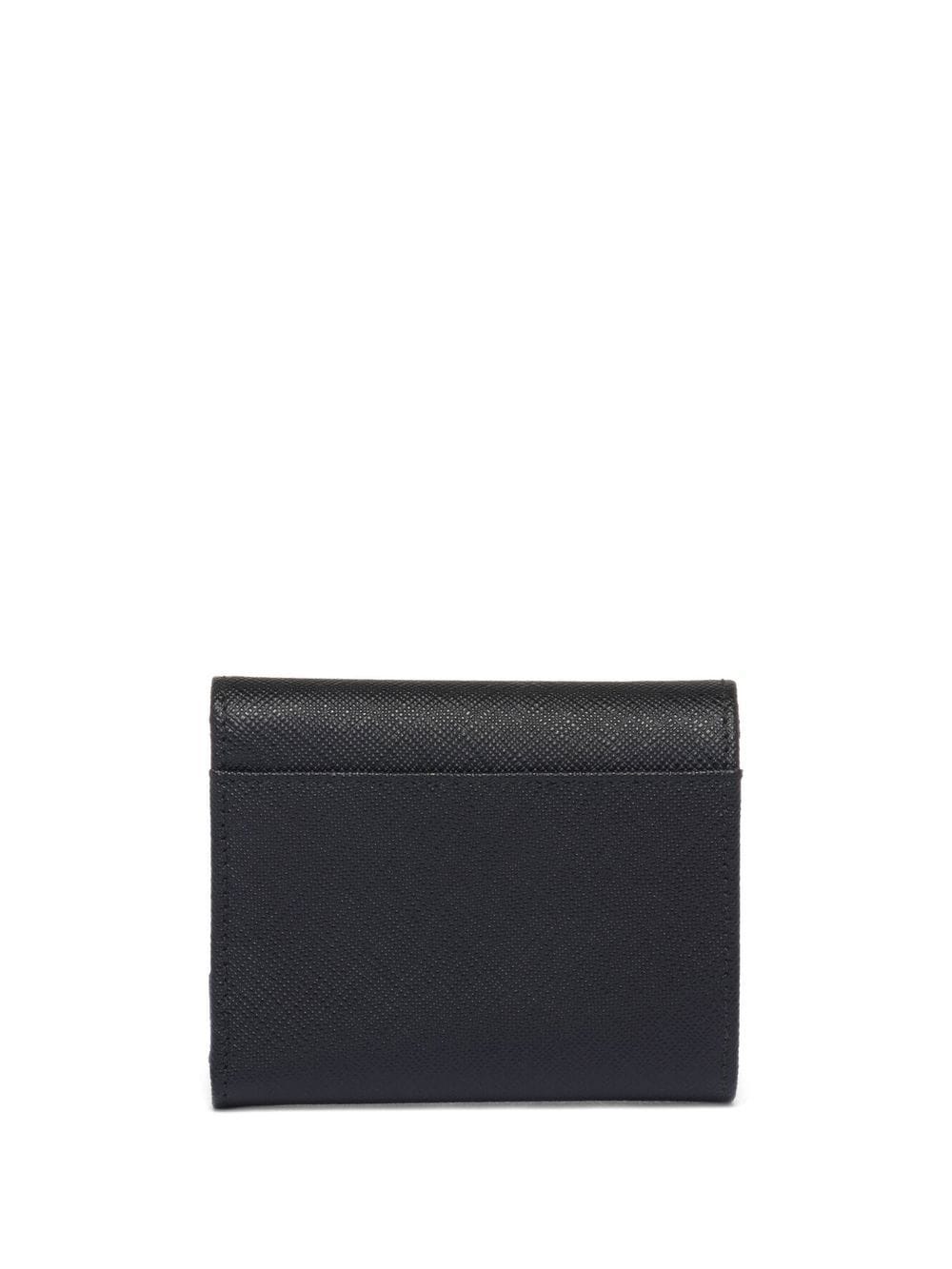 Shop Prada Logo-lettering Leather Wallet In Black