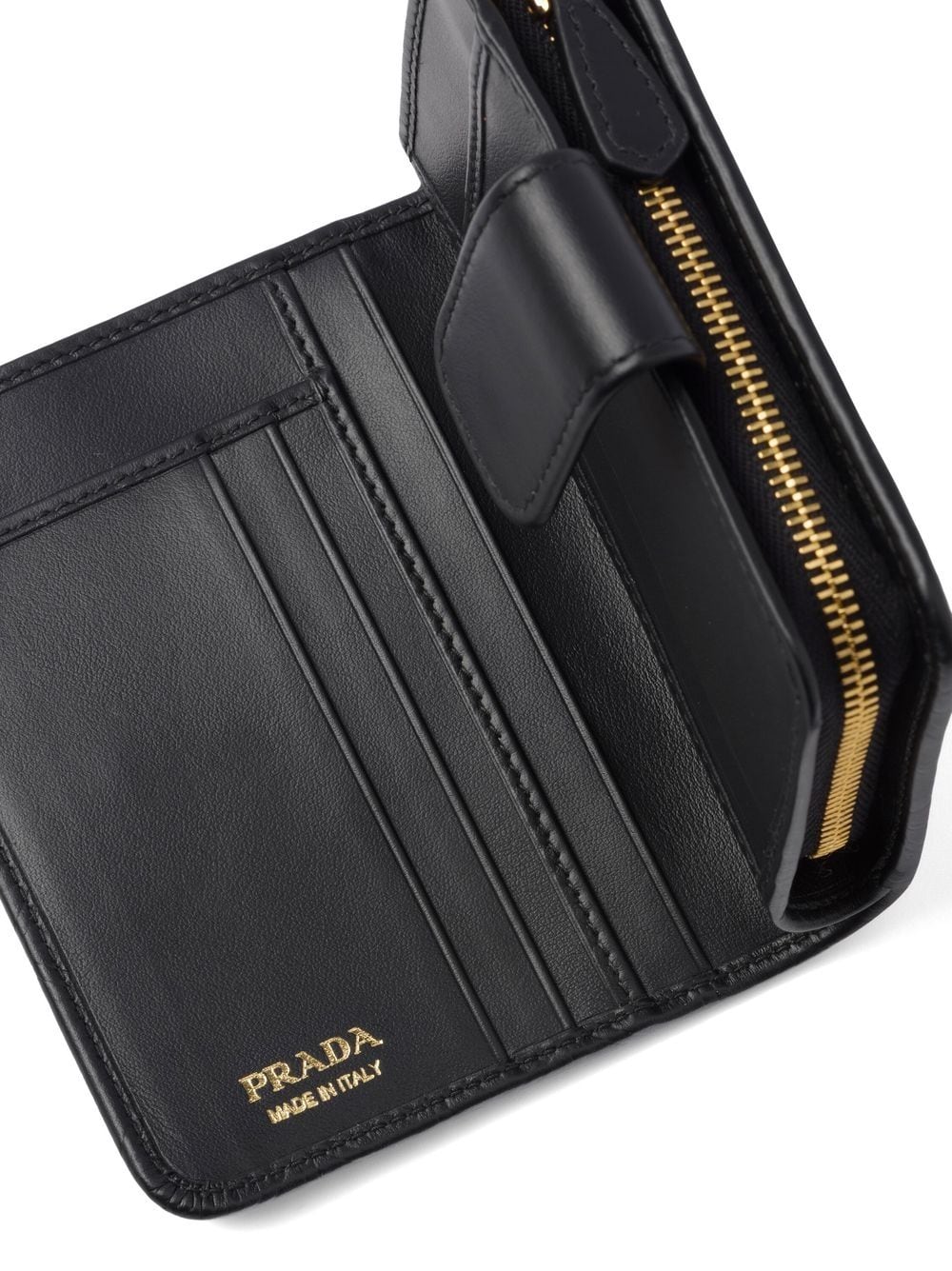 Shop Prada Triangle-logo Quilted Leather Wallet In Black