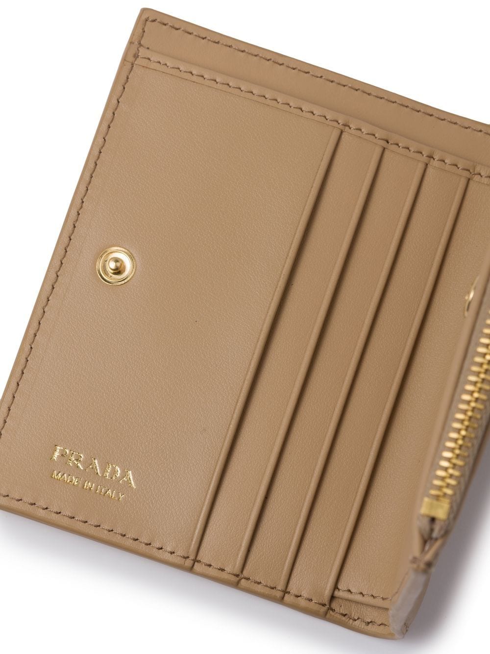 Shop Prada Logo Jacquard Leather Wallet In Neutrals