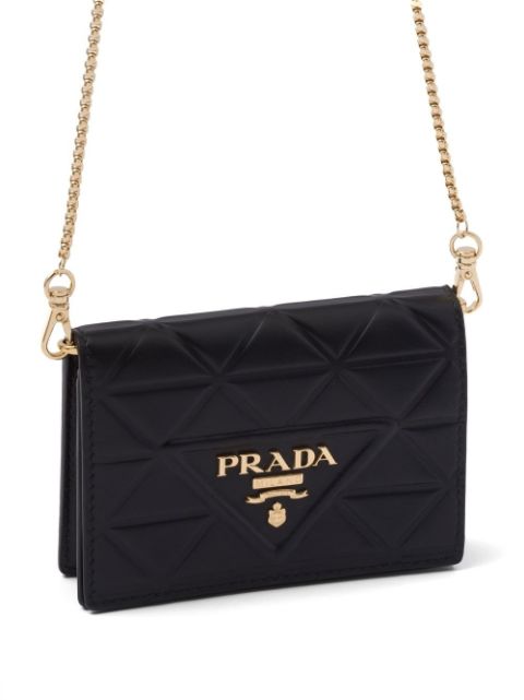 Prada triangle-logo leather card holder