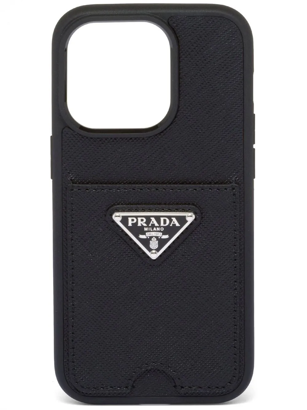 Prada Iphone 14 Pro Saffiano 皮质手机壳 In Schwarz