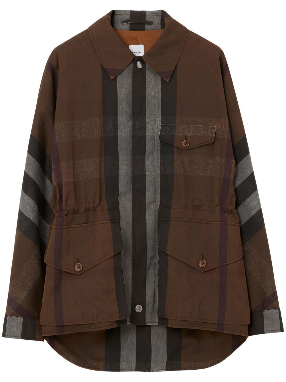 Shop Burberry Check Field Jacket In Brown