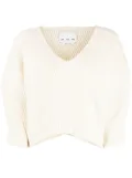 SA SU PHI V-neck ribbed-knit jumper - White
