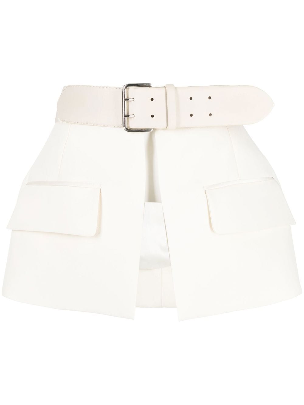 High-waisted peplum belt skirt