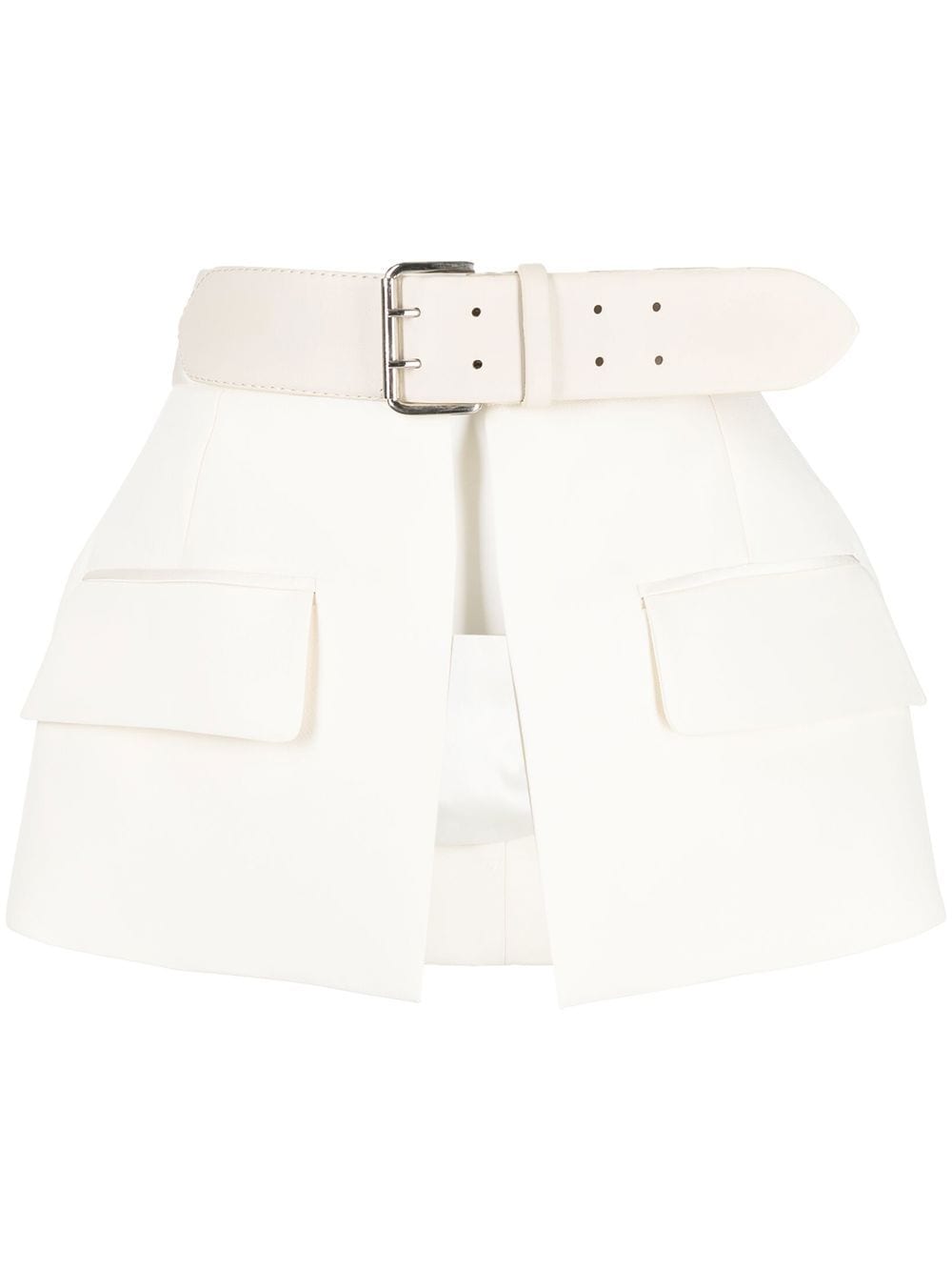 Dice Kayek High-waisted Peplum Belt Skirt In Nude