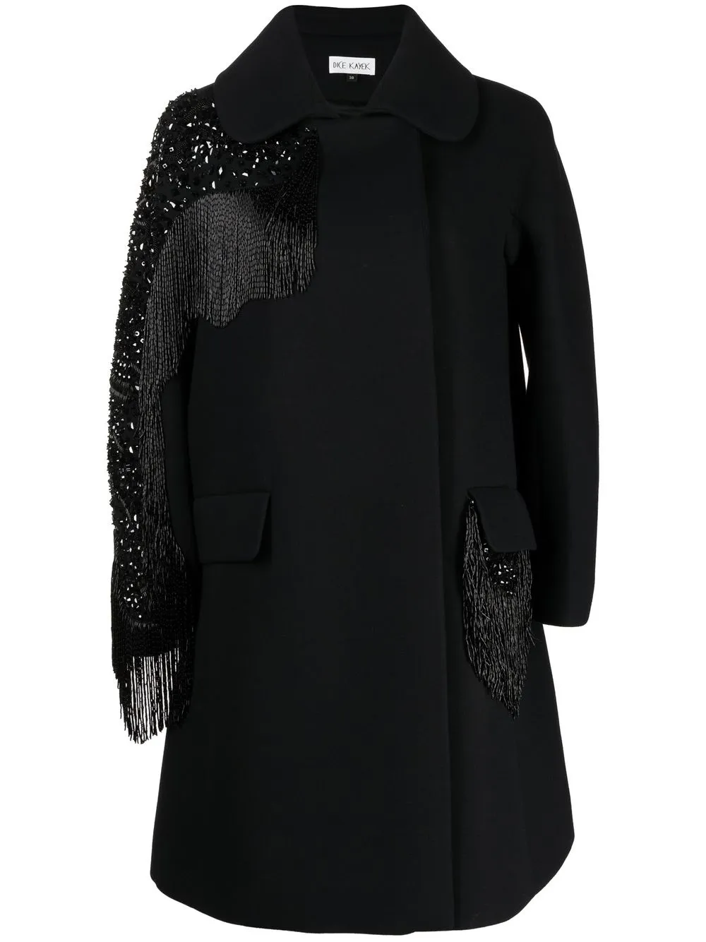 Dice Kayek beaded-detail mid-length coat