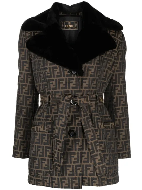 Fendi Pre-Owned 1990-2000s Zucca-pattern belted coat