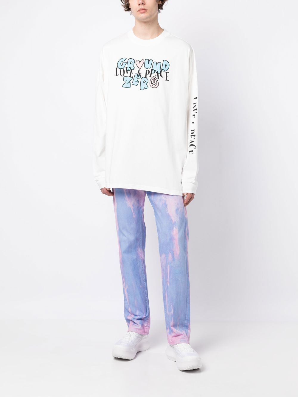 Shop Ground Zero Graphic-print Long-sleeved T-shirt In White